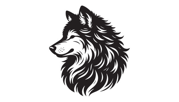 black and white silhouette of wolf head very high quality vector illustration.
