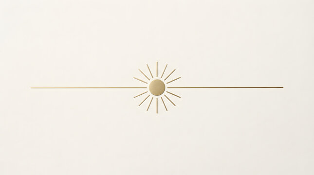 Minimalist divider with sun ray motifs featuring a centered golden celestial element on white background