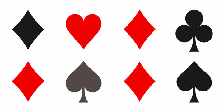 Playing Card Suits Hearts Diamonds Clubs And Spades Vector Illustration