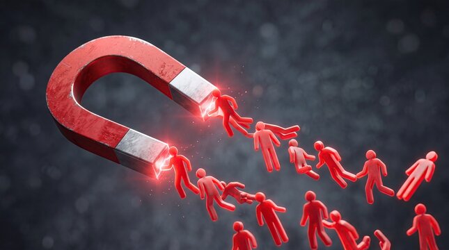 Customer Attraction and Lead Generation Concept with Powerful Magnet