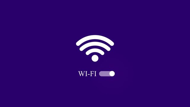 W i-f i. wave signal animation on a blue background 4 k animation.video....