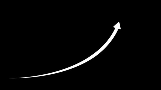 Business growth graph animation with rising white arrow and percentage indicators 4 k animation....