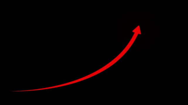 Business growth graph animation with rising white arrow and percentage indicators 4 k animation....