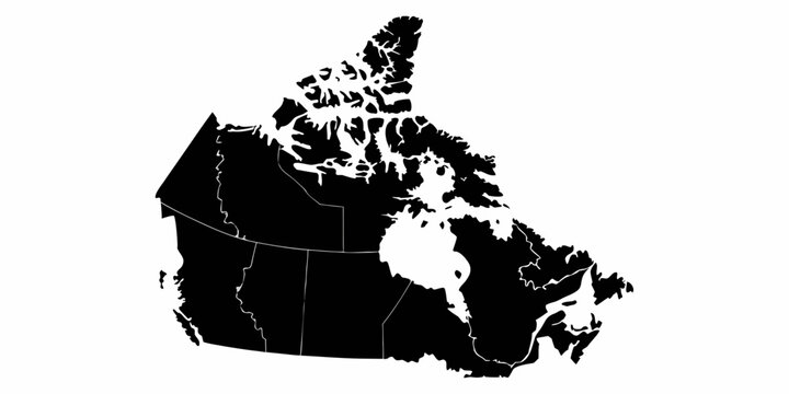 Map Of Canada Showing Provincial And Territorial Boundaries Silhouette