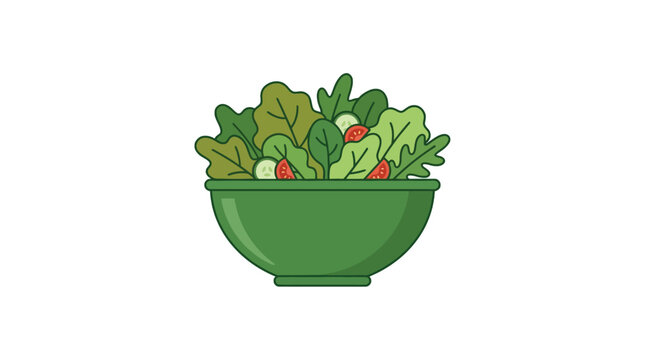 Fresh Green Salad in a Bowl, Healthy Food Illustration for Nutrition and Diet Concepts