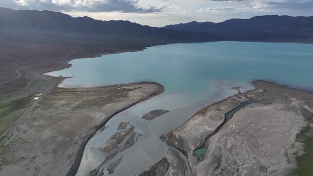The Chilik River flows into the Bartogay Reservoir in the Almaty Region of southeastern Kazakhstan.