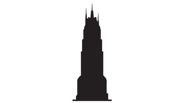 Black silhouette of a tall city skyscraper building