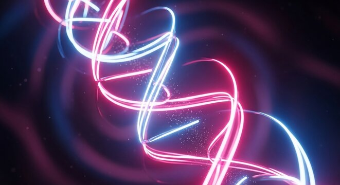 Neon Helix: A Digital Dance of Life's Blueprint