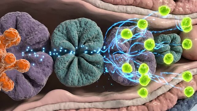 Macro View Of Liver Cells In Detoxification Phase With Enzyme Interaction And Cellular Structures