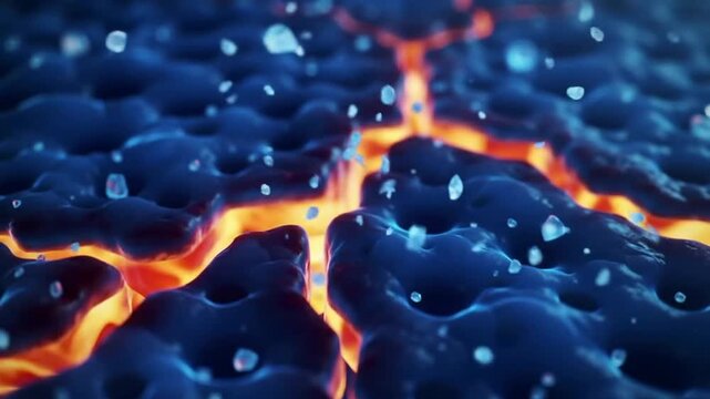 Macro View Of Single Bone Fracture Hotspot Revealing Blue Porous Bone Structure With Glowing Edges Ideal For Medical Research Visuals