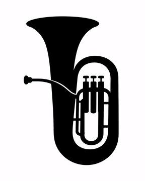 Silhouette of a Tuba Isolated on White Background