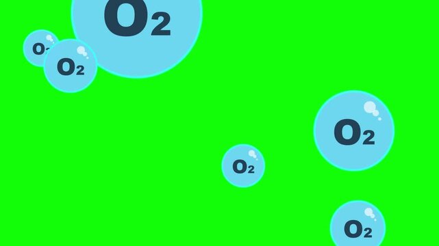 Oxygen O2 Bubbles Floating On Green Background Motion Graphic Animation