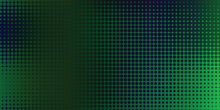 Abstract halftone dot pattern background - vector design from yellow circles in varying sizes on green background