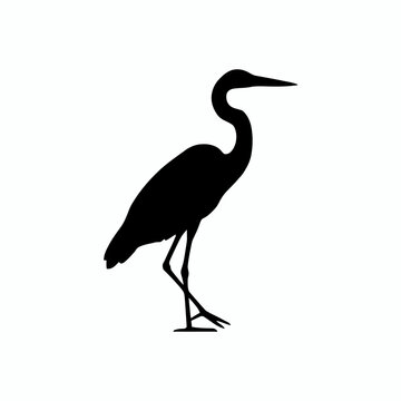 Standing heron silhouette vector isolated on white background