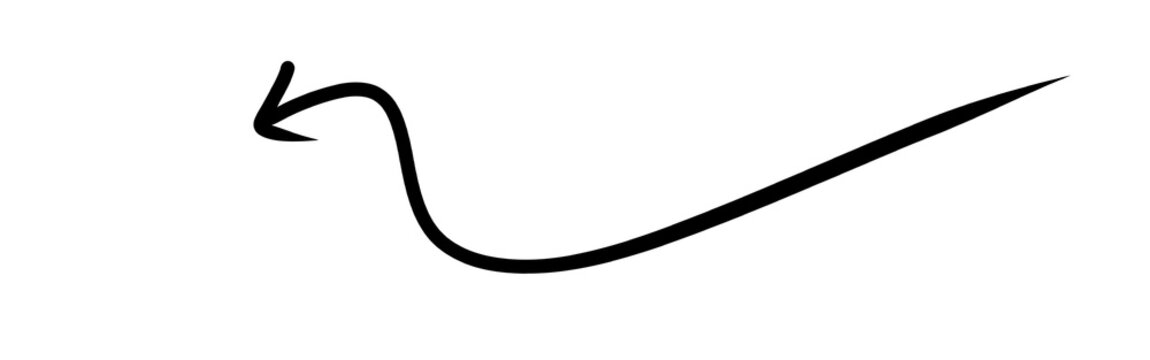 Black hand drawn small squiggle curved loop on white background