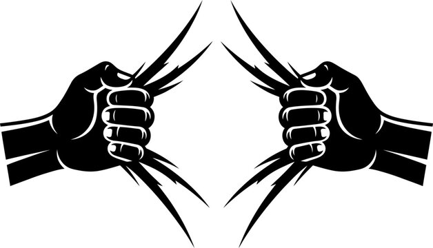 Fists with sharp claws extended in a threatening gesture