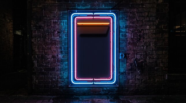 Blue and pink neon &ldquo;OPEN TONIGHT&rdquo; sign glows with crescent moon and stars, wet pavement reflections evoke vibrant urban nightlife atmosphere of mystery, energy, and allure.