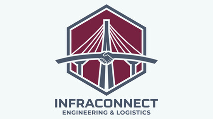 Fototapeta premium A logo illustration depicts a bridge structure within a hexagonal shape.
