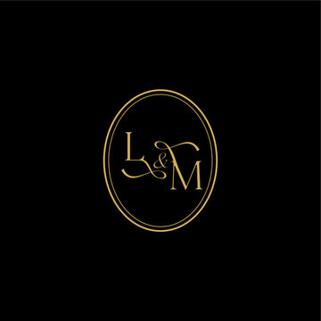 wedding curvy elegant initial monogram minimalist luxury concept ML feminine line style design letter