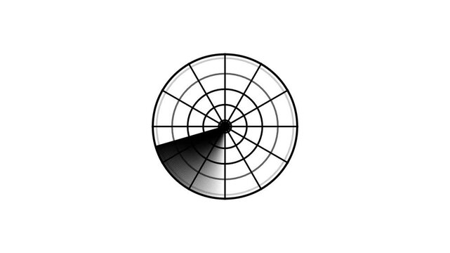 Circular diagram rotating segment over white background showing progression of data visualization video radial chart pie
