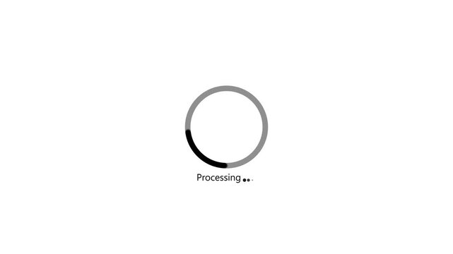 Circular loading indicator progresses with ellipsis on a white background stock footage clip video progress processing
