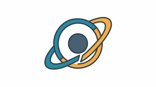Abstract planetary icon design featuring concentric rings and a central sphere.