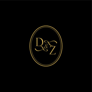 ZD letter minimalist luxury concept feminine line style design wedding curvy elegant initial monogram