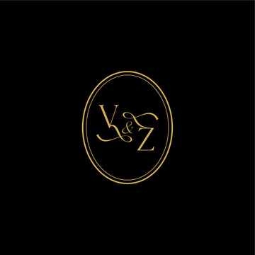 ZV letter minimalist luxury concept feminine line style design wedding curvy elegant initial monogram