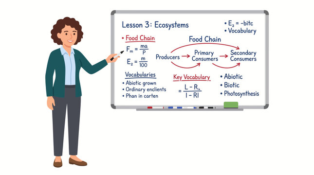 Young Boy Teaching Food Chain Ecosystem Lesson.