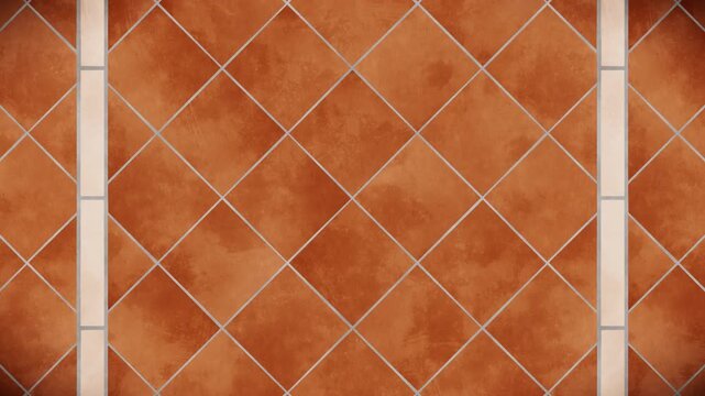 Abstract pattern background with rustic terracotta diamond tiles, light beige vertical strips, a seamless loop