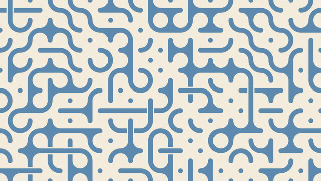 Truchet maze pattern in blue and cream, widescreen background