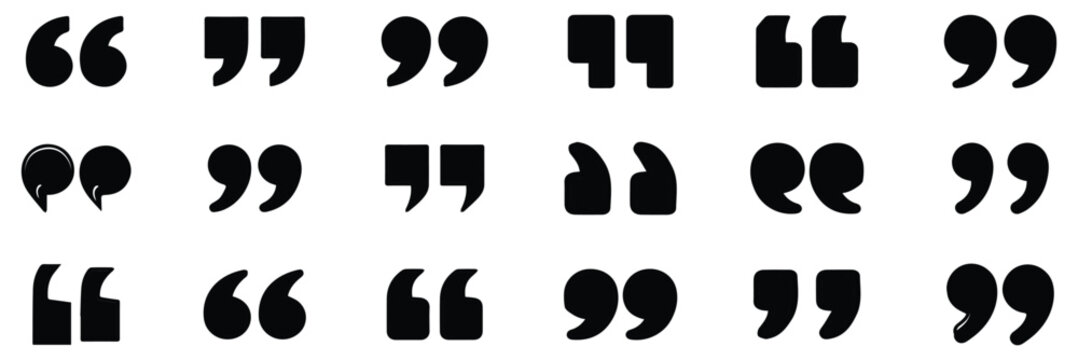 quotation mark double quote icon set vector