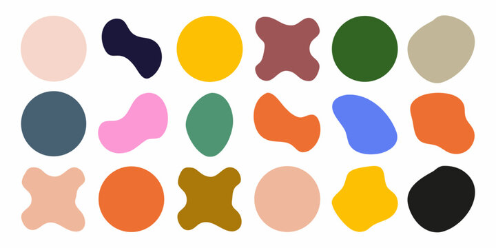 vibrant collection of colorful organic blob shapes on white background abstract art design pattern modern graphic element