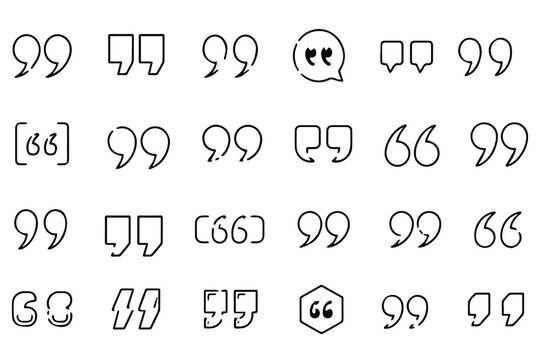 quotation mark double quote icon set vector