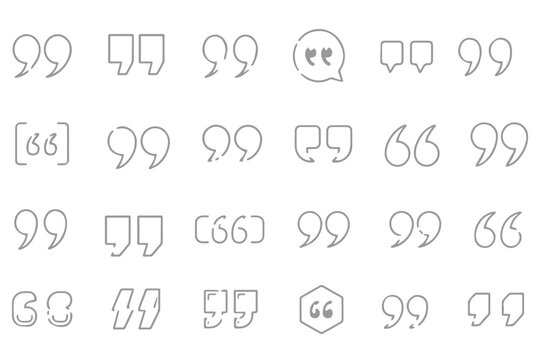 quotation mark double quote icon set vector
