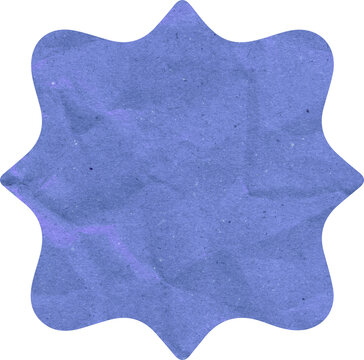 Blue Crumpled Paper Badge Star Shape with Crinkled Texture and Scalloped Edges for Creative Design and Branding Labels