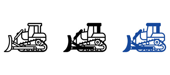 Bulldozer Line Icon, Construction Equipment Vector Symbol, Heavy Machinery Outline Illustration, Earthmoving Vehicle, Engineering, Industrial, Excavation, Editable Stroke Design © RehmanGraphix