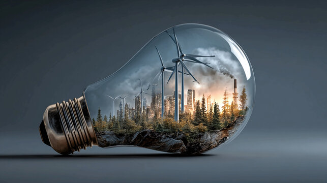 Clean Energy Innovation Concept Renewable Resources Development Environmental Sustainability Strategy Green Technology Advancement Climate Action Visualization