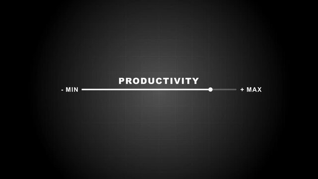 Productivity and efficiency concept. Business adjusting virtual slider from min to max, process to increase productivity and efficiency.