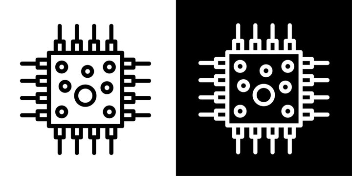 AI semiconductor icon featuring advanced microchip representing artificial intelligence computing, neural processing, smart hardware, and digital innovation.