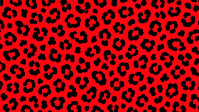 Seamless leopard print pattern, red and black animal skin texture, fashionable vector illustration for fabric, textile, wallpaper, and apparel design