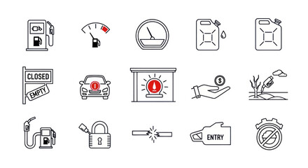 Obraz premium Fuel Crisis and Gas Station Concept Icons