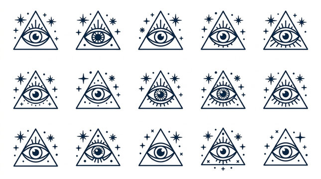 Illuminati Eye Symbols in Triangular Frames.