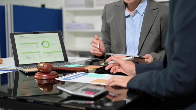 Business and Male lawyer or judge consult having team meeting with client, Law and Legal services concept.
