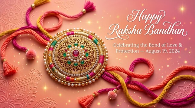 Happy Raksha Bandhan Festival Background Template With Creative Rakhi Illustration