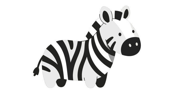 Cute cartoon zebra illustration with black and white stripes.
