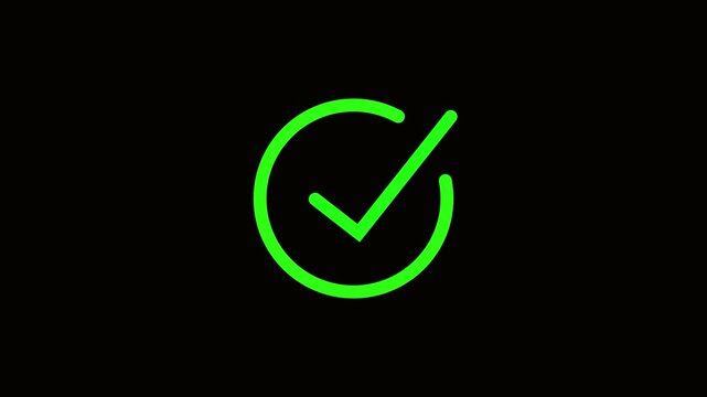 animation green check mark that symbolizes approval or success. 4k animation video