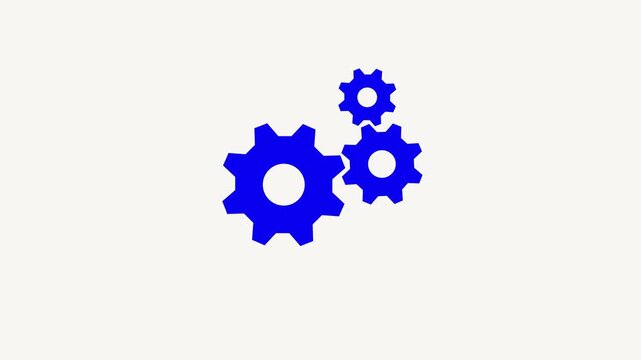 Three White Gears on Black Background cogwheels icons. Gear Sign icon or Cog settings sign for web. 4k animation video