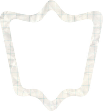 Shield Frame Graph Paper Texture Crumpled Hand Cut Style for School Design and Educational Branding Projects