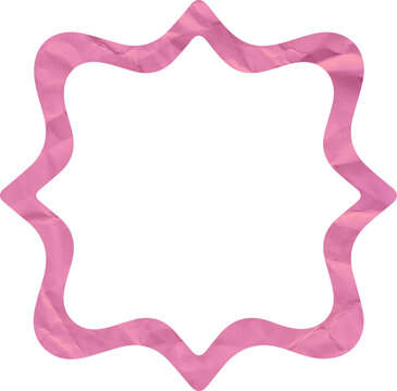 Pink Wavy Scalloped Frame with Crumpled Paper Texture Decorative Border for Graphic Design Labels